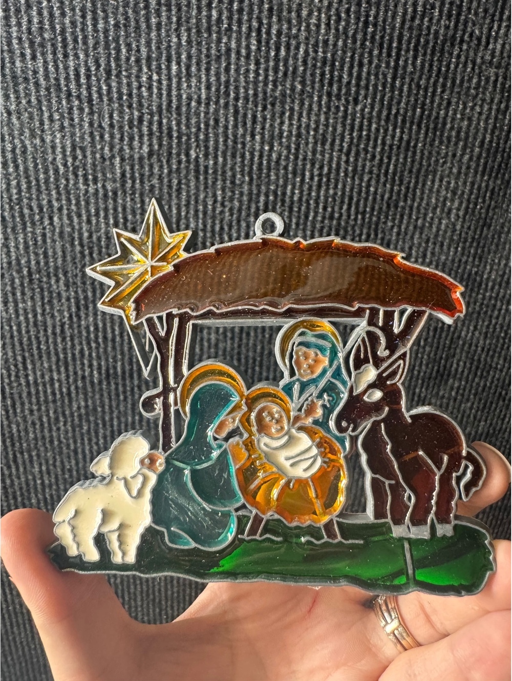 Handmade Stained Glass Nativity Scene Ornament